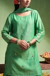 Buy_Almaari by Pooja Patel_Green Kurta And Sharara Soft Chanderi Embroidery Gota Patti Round Ananya Set 