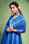 Buy_Almaari by Pooja Patel_Blue Soft Chanderi Embroidery Gota Patti Lavanya Dual Tone Anarkali Sharara Set _Online_at_Aza_Fashions