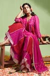 Shop_Almaari by Pooja Patel_Pink Soft Chanderi Embroidery Gota Patti Lavanya Two Tone Anarkali Sharara Set _Online_at_Aza_Fashions