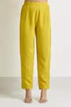 Buy_Samyukta Singhania_Yellow Kurta And Pant Viscose Embroidery Zardozi Notched Set _Online_at_Aza_Fashions