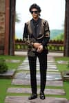 Buy_Courtyard by abhi_Black Japanese Lycra Embroidery Zari Blazer Set _at_Aza_Fashions