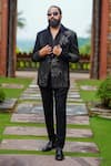 Buy_Courtyard by abhi_Black Japanese Lycra Embroidery Dabka Cutdana Blazer Set _at_Aza_Fashions