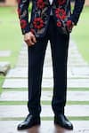 Courtyard by abhi_Blue Japanese Lycra Embroidery 3d Floral Blazer Set _Online_at_Aza_Fashions