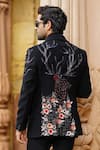 Shop_Courtyard by abhi_Black Japanese Lycra Embroidery Sequin Flower Blazer Set _at_Aza_Fashions