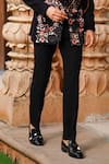 Shop_Courtyard by abhi_Black Japanese Lycra Embroidery Sequin Flower Blazer Set _Online_at_Aza_Fashions