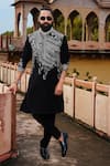 Buy_Courtyard by abhi_Black Japanese Lycra Embroidery Zari Blossom Kurta With Trouser _at_Aza_Fashions