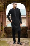 Shop_Courtyard by abhi_Black Georgette Embroidery Bead Jaal Kurta With Trouser _at_Aza_Fashions