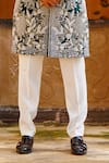 Buy_Courtyard by abhi_Green Velvet Embroidery Resham Gul Sherwani With Trouser _Online_at_Aza_Fashions