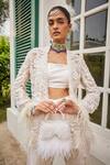 Buy_Mani Bhatia_Ivory Dupion Silk Embroidery Pearl Lily Petal Jacket And Bell Bottom Pant Set _Online_at_Aza_Fashions