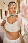 Mani Bhatia_White Organza Embroidery Pearl Sweetheart Astral Bloom Blouse And Sharara Set _Online_at_Aza_Fashions