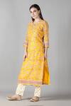 Buy_Sheeshakari_Yellow Silk Embroidered Mirror Notched Kurta Pant Set _Online_at_Aza_Fashions