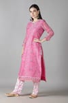 Buy_Sheeshakari_Pink Silk Embroidered Mirror Notched Sheeshakari Kurta Pant Set _Online_at_Aza_Fashions