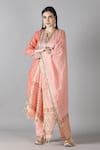 Buy_Sheeshakari_Pink Silk Embroidered Mirror Notched Sheeshakari And Gota Patti Kurta Pant Set _at_Aza_Fashions