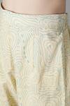 Sheeshakari_White Silk Embroidered Mirror Notched And Gota Patti Kurta Pant Set _Online_at_Aza_Fashions