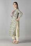 Buy_Sheeshakari_White Silk Embroidered Mirror Notched And Gota Patti Kurta Pant Set _Online_at_Aza_Fashions