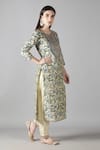 Shop_Sheeshakari_White Silk Embroidered Mirror Notched And Gota Patti Kurta Pant Set _Online_at_Aza_Fashions