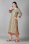 Buy_Sheeshakari_Beige Silk Embroidered Mirror Notched Floral Pattern Kurta Pant Set _Online_at_Aza_Fashions