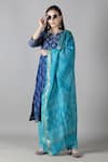 Buy_Sheeshakari_Blue Silk Embroidered Mirror Notched And Resham Kurta Pant Set _at_Aza_Fashions