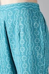 Sheeshakari_Blue Silk Embroidered Mirror Notched And Resham Kurta Pant Set _Online_at_Aza_Fashions