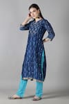 Buy_Sheeshakari_Blue Silk Embroidered Mirror Notched And Resham Kurta Pant Set _Online_at_Aza_Fashions