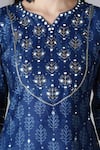 Sheeshakari_Blue Silk Embroidered Mirror Notched And Resham Kurta Pant Set _at_Aza_Fashions