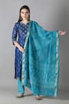 Buy_Sheeshakari_Blue Silk Embroidered Mirror Notched And Resham Kurta Pant Set 