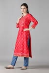 Buy_Sheeshakari_Red Silk Embroidered Mirror Notched And Tikki Kurta Pant Set _Online_at_Aza_Fashions