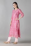 Buy_Sheeshakari_Pink Silk Embroidered Mirror Notched Kurta Pant Set _Online_at_Aza_Fashions