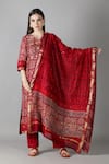 Buy_Sheeshakari_Red Silk Embroidered Mirror Notched And Zari Kurta Pant Set 