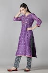 Buy_Sheeshakari_Purple Silk Embroidered Mirror Notched And Bead Kurta Pant Set _Online_at_Aza_Fashions