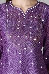 Shop_Sheeshakari_Purple Silk Embroidered Mirror Notched And Bead Kurta Pant Set _Online_at_Aza_Fashions