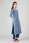 Buy_Sheeshakari_Blue Silk Embroidered Mirror Notched Sequin Kurta _Online_at_Aza_Fashions