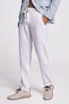 Terra Luna_White Handloom Cotton Twill Crux Pant _Online_at_Aza_Fashions