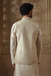 Shop_Vanshik_White And Blend Embroidery Swastik Bundi And Dhoti Pant Set _at_Aza_Fashions