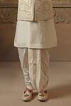 Vanshik_White And Blend Embroidery Swastik Bundi And Dhoti Pant Set _Online_at_Aza_Fashions