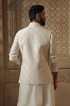 Shop_Vanshik_White Raw Silk Embroidery Floral Jaal Tonal Bundi Kurta Set _at_Aza_Fashions