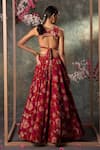 Shop_Mehak Murpana_Pink Crepe Printed Floral Round Embroidered Blouse And Lehenga Set _at_Aza_Fashions