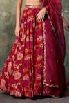 Mehak Murpana_Pink Crepe Printed Floral Pentagon Embroidered Lehenga Set _Online_at_Aza_Fashions