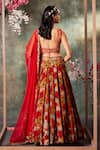 Shop_Mehak Murpana_Orange Crepe Print Florence Sweetheart Neck Lehenga Set _at_Aza_Fashions