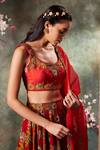 Mehak Murpana_Orange Crepe Print Florence Sweetheart Neck Lehenga Set _Online_at_Aza_Fashions