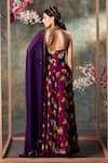 Shop_Mehak Murpana_Purple Crepe Print Flower Garden Halter Neck Anarkali With Dupatta _at_Aza_Fashions