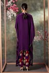 Shop_Mehak Murpana_Purple Crepe Embroidery Zardozi Plunge V Neck Placket Kaftan Kurta And Pant Set _at_Aza_Fashions