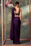 Shop_Mehak Murpana_Purple Crepe Embroidery Sequin Round Border Pre-draped Saree With Blouse _at_Aza_Fashions