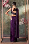 Shop_Mehak Murpana_Purple Crepe Embroidery Sequin Round Pre-draped Saree With Scallop Blouse _at_Aza_Fashions