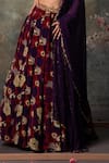 Mehak Murpana_Purple Crepe Printed Botanical Cutwork Lehenga Set _Online_at_Aza_Fashions