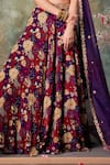 Mehak Murpana_Purple Crepe Printed Bloom Round Lehenga Set _Online_at_Aza_Fashions