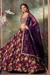 Buy_Mehak Murpana_Purple Crepe Printed Bloom Round Lehenga Set _Online_at_Aza_Fashions