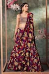 Buy_Mehak Murpana_Purple Crepe Printed Flower Round Lehenga Blouse Set _at_Aza_Fashions