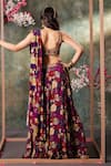 Shop_Mehak Murpana_Purple Crepe Printed Flower Round Lehenga Blouse Set _at_Aza_Fashions