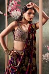 Mehak Murpana_Purple Crepe Printed Flower Round Lehenga Blouse Set _Online_at_Aza_Fashions